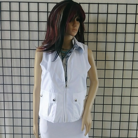 SALE! NWT LRL Silver/White Reversible Vest Jacket - Picture 3 of 8